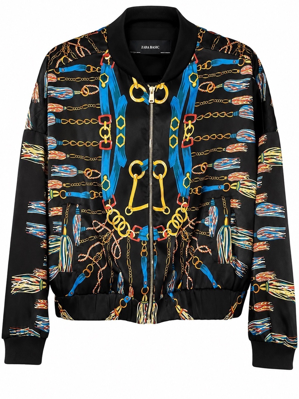 ZARA Chain Print Bomber Jacket L Bloggers' Fave!
